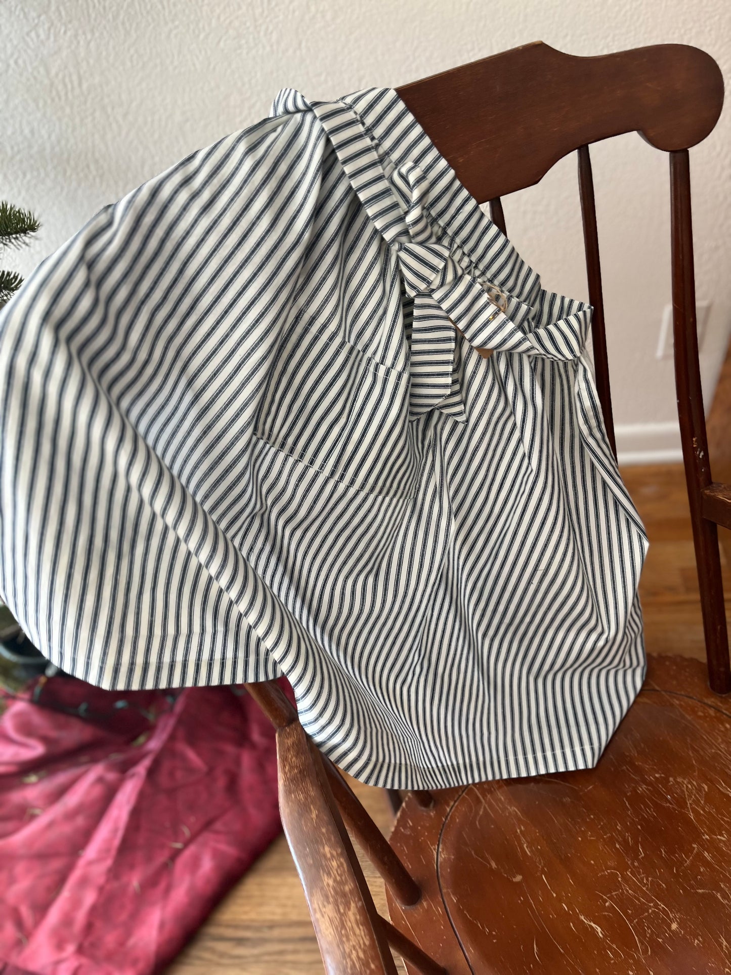 French Stripe Cotton Half Apron