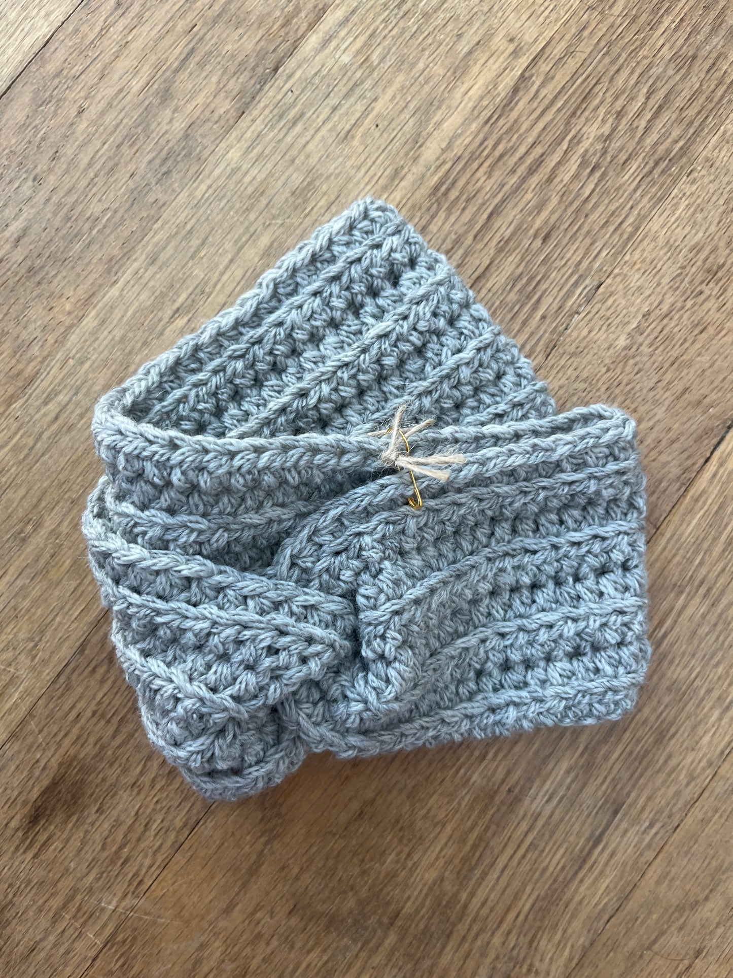 Grey Crocheted Earwarmers
