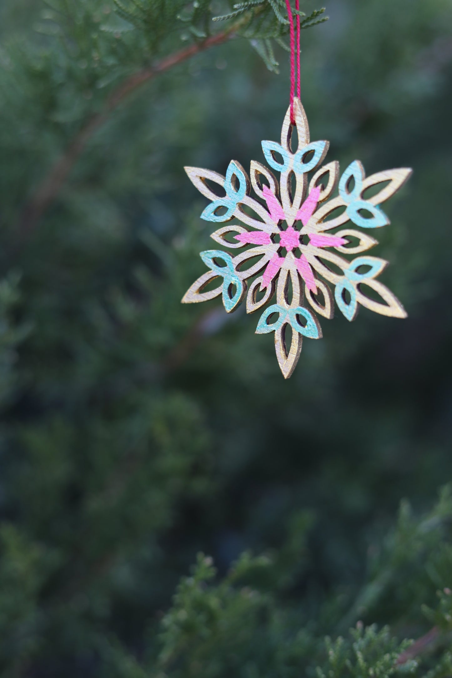 Poinsettia Snowflake Ornament