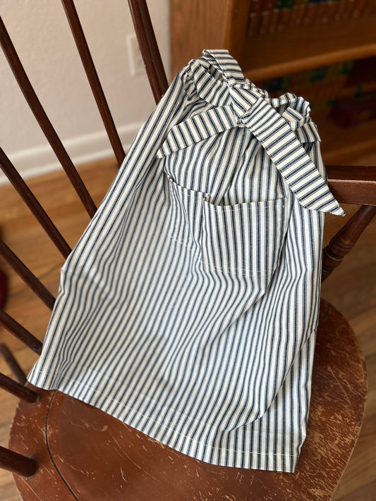 French Stripe Cotton Half Apron